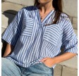 Depeche Beate Blouse Blue Yarndye Stripe