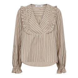 Co'Couture Sigga Stripe Smock Frill Blouse Powder