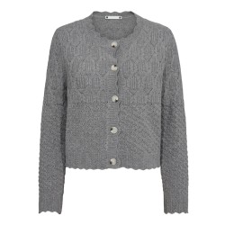 Co'Couture Pointelle Cardigan Grey Melange