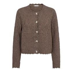 Co'Couture Pointelle Cardigan Walnut