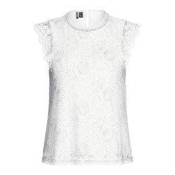 Pieces Olline SL Lace Top Noos Cloud Dancer