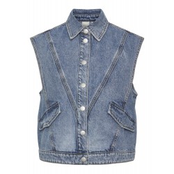 Y.A.S Daisy SL Denim Waistcoat Light Blue Denim